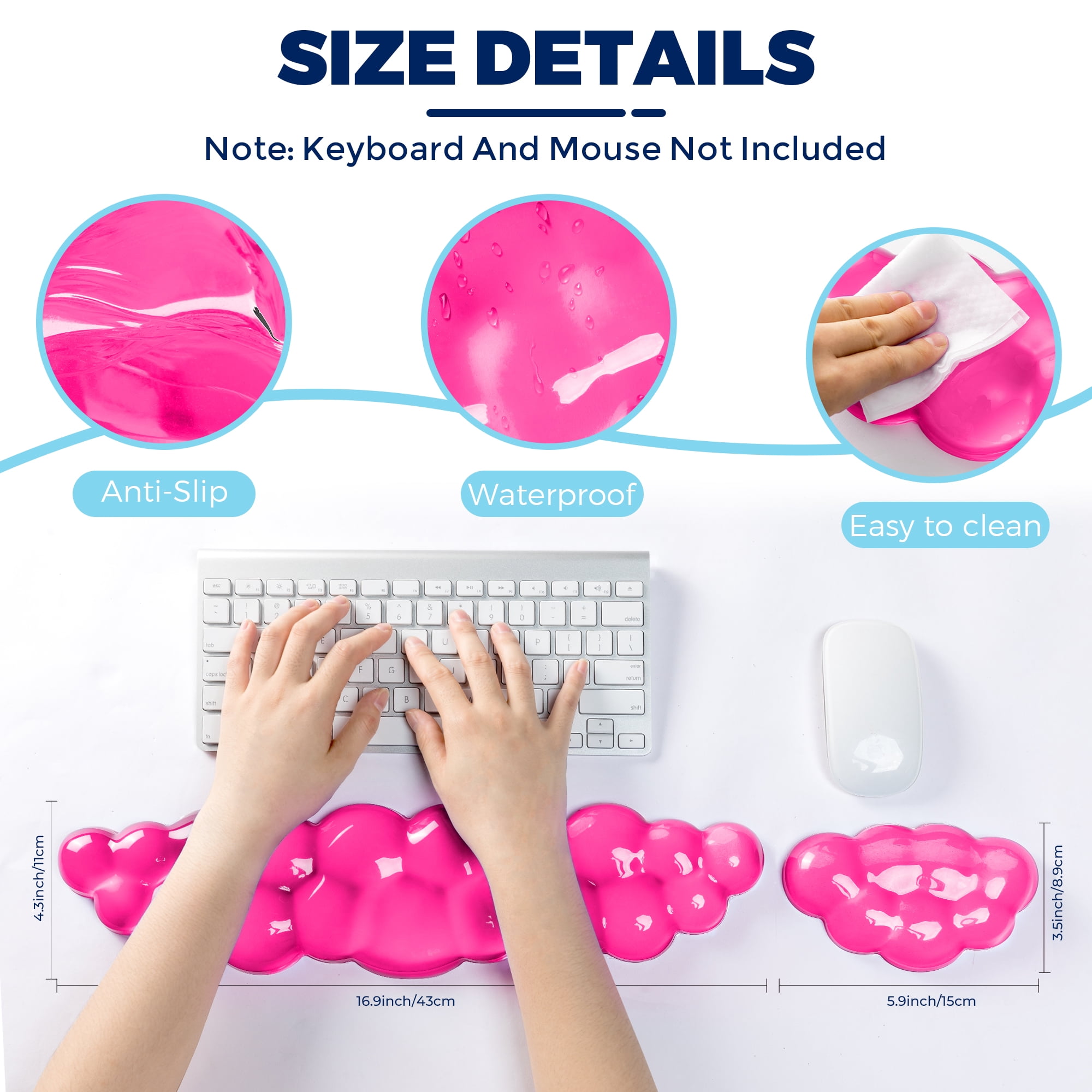 ABRONDA Gel Cloud Keyboard & Mouse Wrist Rest Set - Cloud Keyboard Wrist Rest Pad & Mouse Support for Office Gaming Pad Computer Laptop Ergonomic Comfortable Pain Relief- Cloud Pad Set