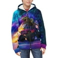 thumbnail image 3 of Chaqlin Galaxy Dinosaur Off Road Vehicle Kids Hooded Sweatshirt Long Sleeve Soft with Pockets Comfy Loose Athletic Wear for School Size 8-10, 3 of 6