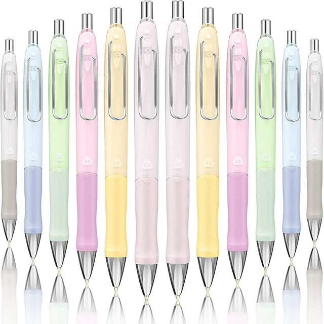 12 Pieces Mechanical Pencil Set, 6 Colors Fine Point 0.5 mm Mechanical Pencils for School Supplies, Writing, Drawing, Signature, Refillable Design for Long-Lasting Use