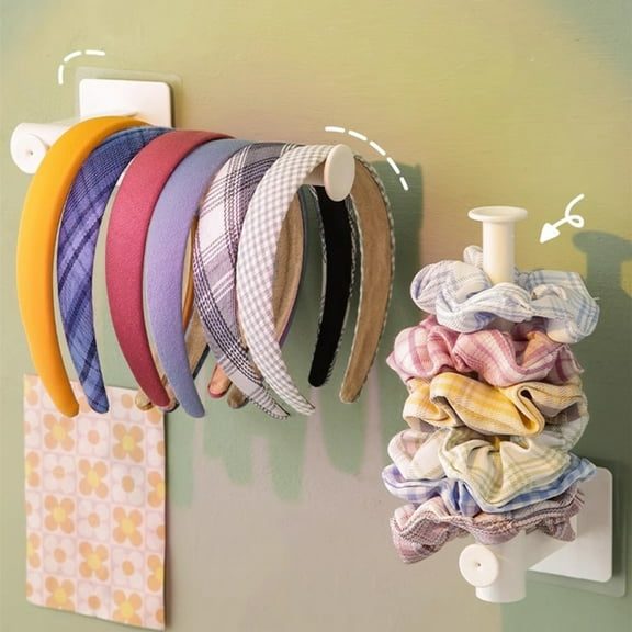 HEMOTON 2pcs Wall-mounted Headdress Stand Hangers Hair Rings Hook Scrunchies