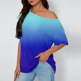 thumbnail image 2 of HomeDM Cold Shoulder Short Sleeve Tops Summer Loose Fit Shirts for Women Casual Vacation Tees Blouses S-2XL, 2 of 6