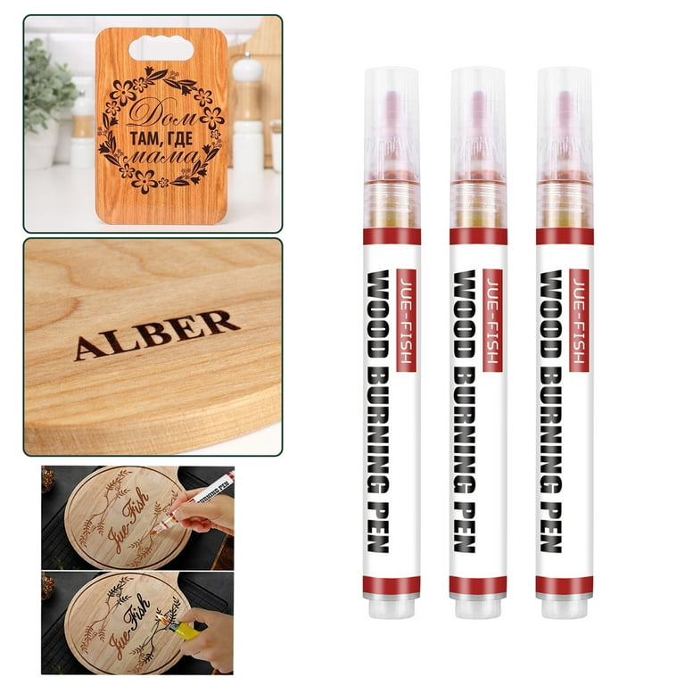 Wirlsweal 3Pcs/Set Wood Burning Marker Heat Activated Exquisite Workmanship  Fine Tip No Ink-Leakage Good Ink Uniformity Wood Painting Safe to Use  Pyrography Wood Burning Marker Pens Kit for Kids 