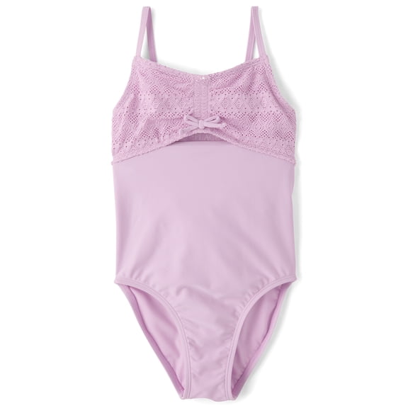 The Children's Place Girls Sleeveless Lace Cut-Out One Piece Swimsuit, Sizes XS-XXL