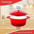 thumbnail image 2 of Olla holandesa de hierro fundido esmaltado Nuovva con tapa - Cacerola antiadherente de 6.4 cuartos - Resistente y apta para horno hasta 260 °C para hornear pan, estofar, guisar y asar - 28 cm, color r, 2 of 5