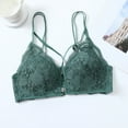 thumbnail image 5 of YWDJ Lounge Bras for Women Plus Size 2 Pack Front Closure Lounge Bras Size Small No Wire Comfortable Bras Spaghetti Straps Half Cup Push up Wrap Bras Padded Lace Bras Solid Bras Green L, 5 of 6