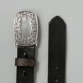 thumbnail image 2 of Snap On Leather Jean Belt with Western Fancy Scroll Engraving Oval Buckle, 2 of 4