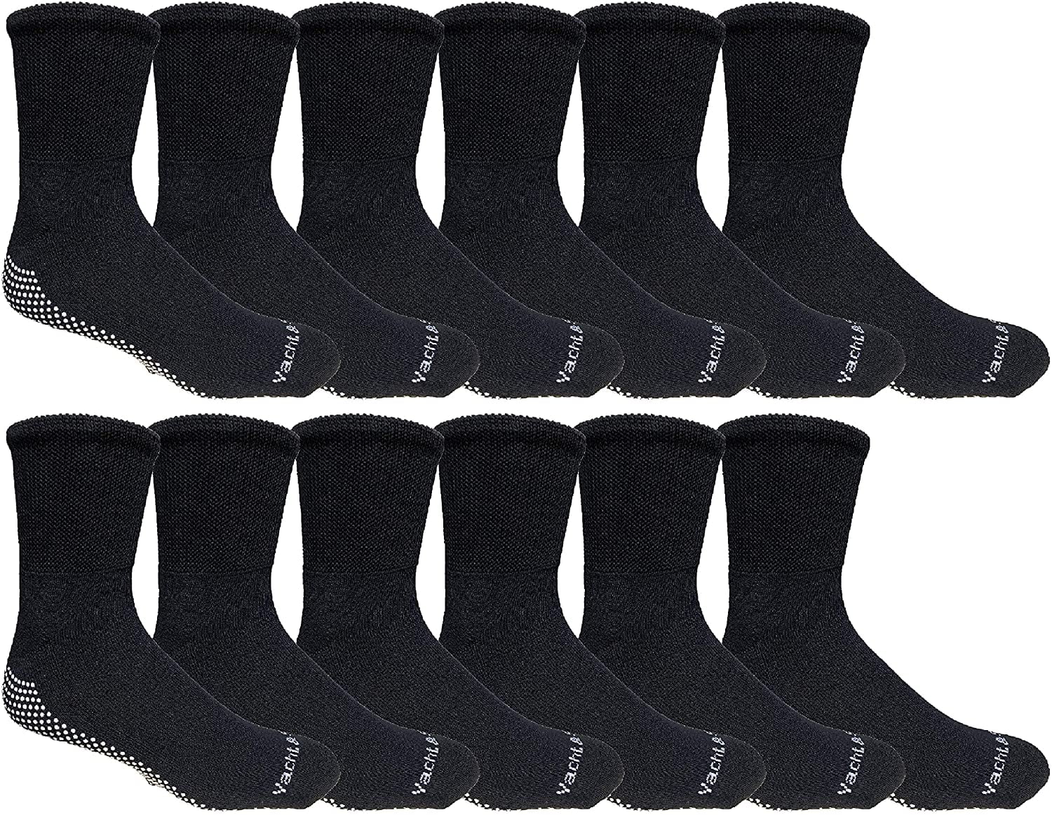 Yacht & Smith 12 Pairs Of Loose Fit Gripper Bottom Diabetic Non
