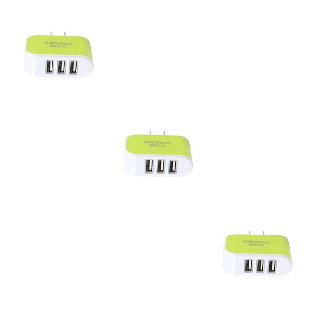 Wisewang Wall Charger 3 Port Plug Small Compact USB Power Adapter Safe Phone Charging Cell Phones Cameras Socket Mobile Green 3Set