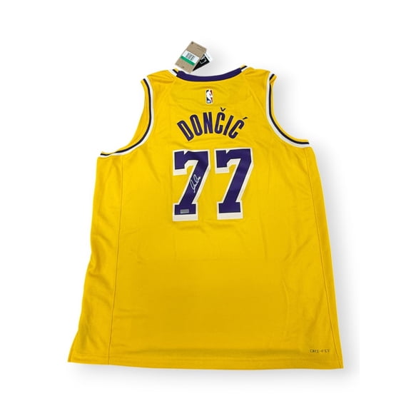 Luka Doncic Hand Signed Swingman Jersey Lakers Icon Edition Panini Authentic