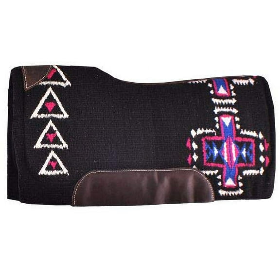 Showman 34" x 36" Pink & Blue Cross Design Memory Felt Bottom Saddle Pad