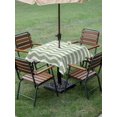 thumbnail image 5 of Sage Green Stripe Outdoor Tablecloth with Umbrella Hole, Farmhouse Striped Modern Waves Moires Spillproof Waterproof Outdoor Table Cover, Patio Tablecloths for Party/Garden/Picnic, Square 60"x60", 5 of 9