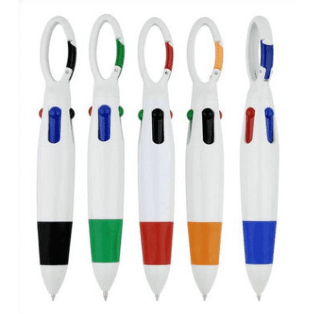 Bolígrafos retráctiles con mosquetón - Paquete de 12 minibolígrafos 4 en 1 de tinta multicolor con llavero para adultos, niños, enfermeras, escolares, calcetines, regalos y recuerdos de fiesta.