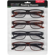 OPTX 20/20 Russell+250-4 Pack Classic Colors Rectangular Reading Glasses, Black & Tortoise, 53 mm + 1.5