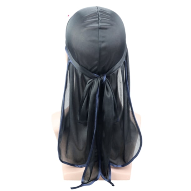 Tapón Silky Cap Bonnet Headwraps con la elasticidad de la moda de la cola larga Flexible ajustable para los ciclistas Hip-Hop Lovers Daily Decoration Black Navy Edge Inevent AP008480-09B