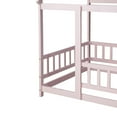 thumbnail image 3 of Noble House Gaiety Twin Size House Floor Bed for Kids, Rubber Wood Frame with Roof and Fence Guardrails, Pink, 3 of 11