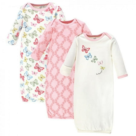 UPC: 0660168667769 | Touched by Nature Baby Girl Organic Cotton Long-Sleeve Gowns 3pk  Butterflies  0-6 Months