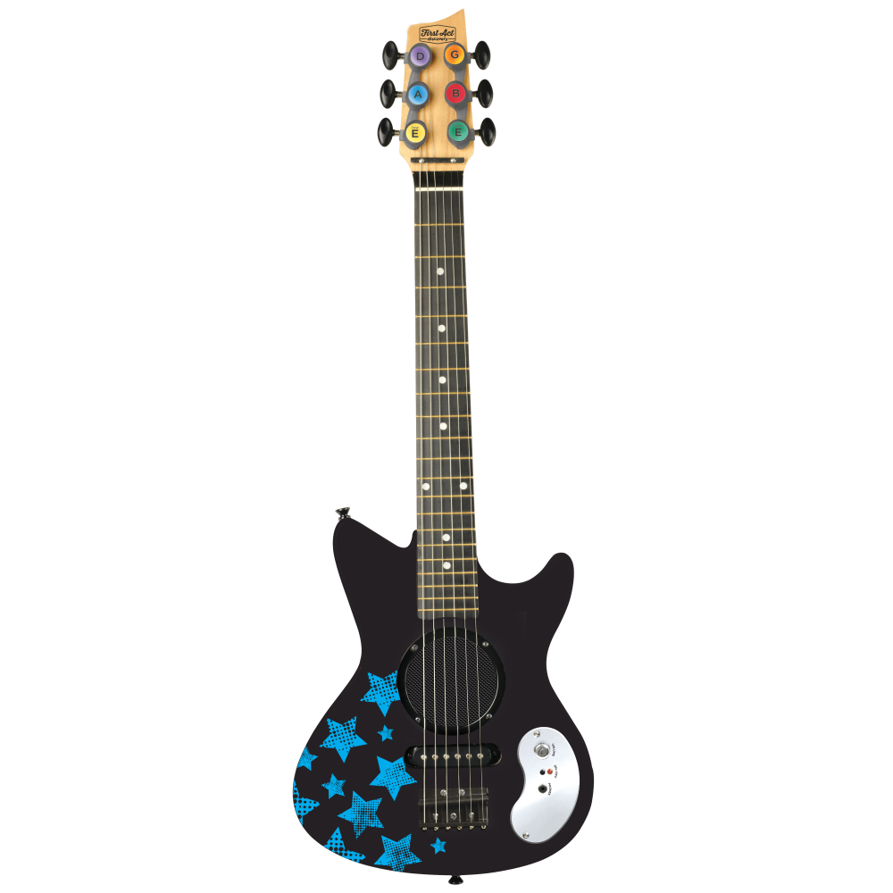 FAD PORTABLE ELECTRIC GUITAR BLACK W/BLUE STARS