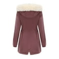 thumbnail image 6 of Idoravan Winter Coats for Women Plus Size Women's Reversible Warm Cotton Coat with Removable Hood, Long Sleeve Zipper, Thick Cotton Coat, Hooded Casual Jacket Pink XL, 6 of 8