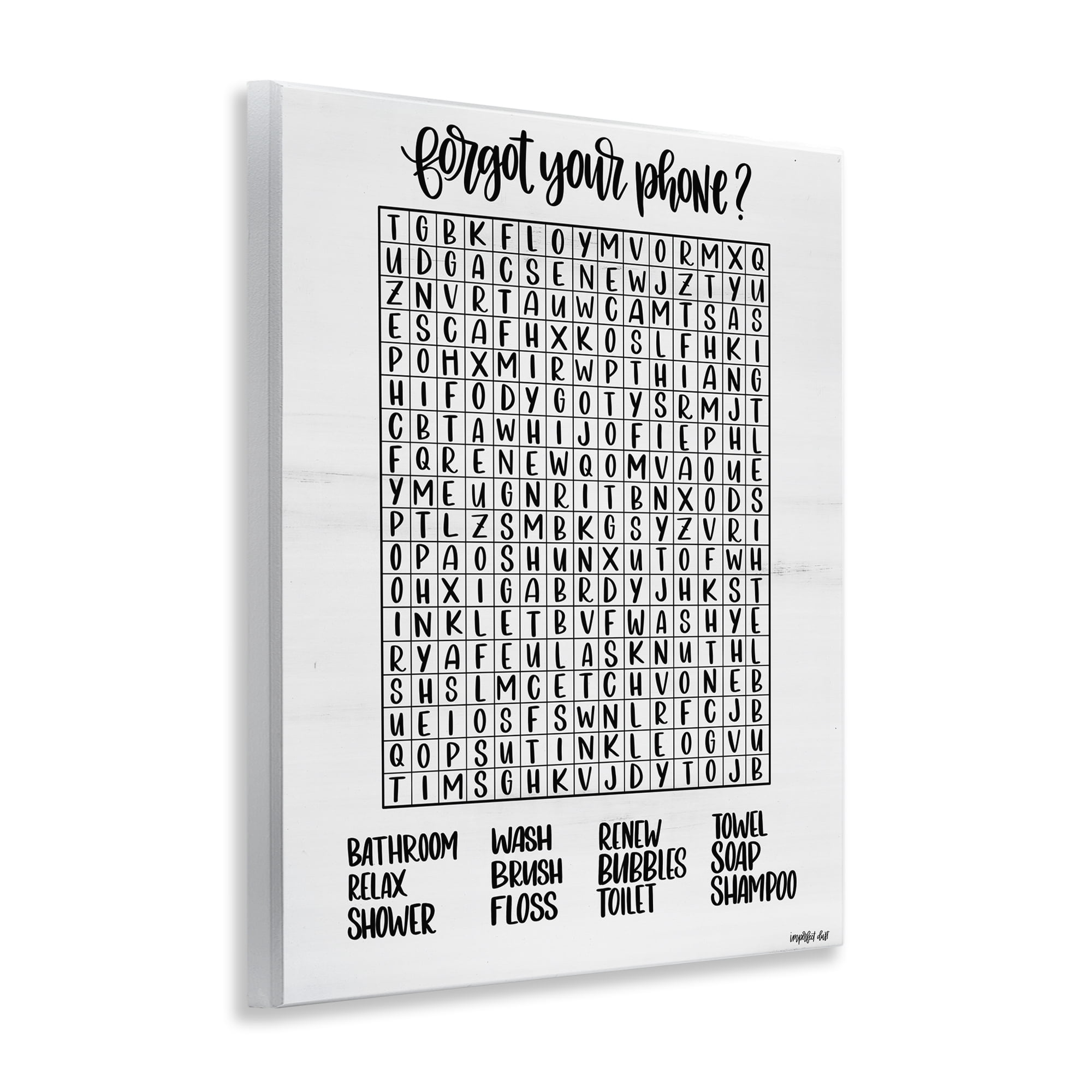 Stupell Industries Forgot Phone Bathroom Wordsearch Wall Plaque Art, design by Imperfect Dust