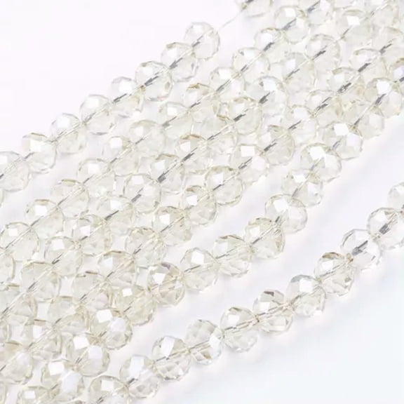 U8MO 68pcs Glass Faceted Rondelle Beads Pearl Luster Plated Mini Loose Spacer 8x6mm-Beige