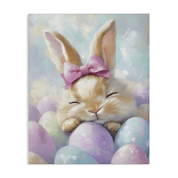 Stupell Industries Sleeping Easter Bunny with Eggs Canvas Wall Art, design by The Prints Vibe