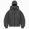 thumbnail image 2 of Towmus Balaclava Hoodie Jacket for Women Men, Y2K Zip Up Fashion Outerwear Double Layer Hooded Pullover, Winter Hip Hop Streetwear, 2 of 5