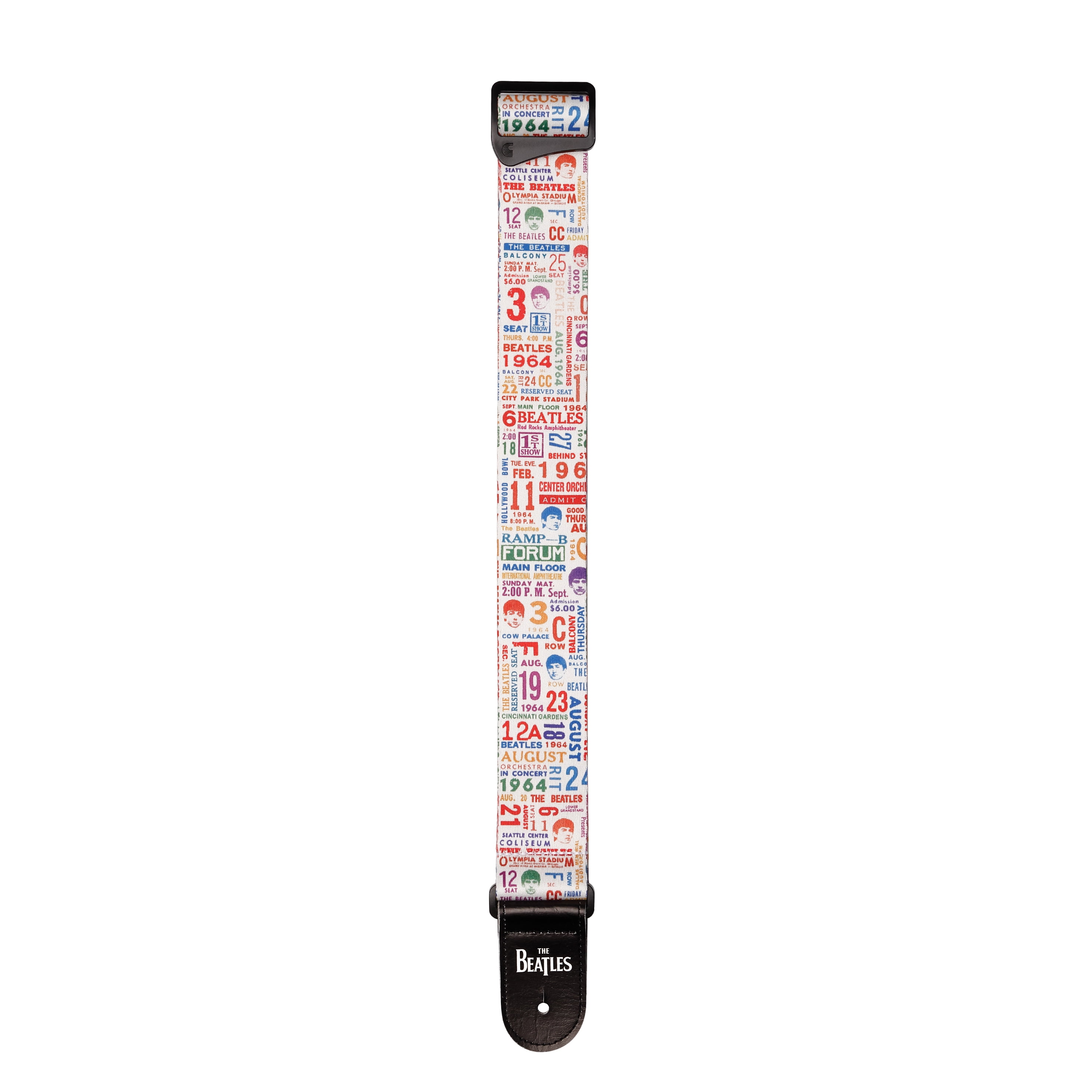 D'Addario 1964 US Tour Ticket Stubs Beatles Guitar Strap Multi-Color
