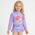 thumbnail image 2 of shqvo Toddler Girl Swimsuit Long Sleeve One-Piece Bathing Suit for Kids Zipper Swimwear Blue Fish Scale Tie Dye Triangle Swimsuit for Little Girl, 2 of 9