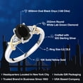 thumbnail image 3 of Gem Stone King 2 Tone 10K Yellow Gold and 925 Sterling Silver Black Onyx and White Lab Grown Diamond Ring for Women (1.68 Cttw, Gemstone Birthstone, Available in Size 5, 6, 7, 8, 9), 3 of 6