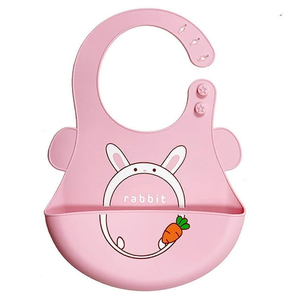 Silicone Baby Bibs Waterproof Lightweight Comfortable Scratch Resistant Soft Baby Bibs for Household Kindergarten Rabbits