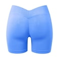 thumbnail image 6 of KANG Fashion Women's V-Waist High-Rise Yoga Shorts Tummy Control & -Lifting Design Breathable Compression Fabric Stylish Athletic Shorts for Running Gym and Workout Blue M, 6 of 7