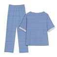thumbnail image 3 of XuJwPNcy Two Piece Lounge Sets for Women Round Neck Short Sleeve Top and Striped Pants Matching Outfits Clothing, 3 of 3