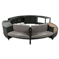 thumbnail image 2 of Round Spa Surround Furniture for Hot Tub, 112''Dia Hot Tub Accessories Patio Spa Frame, Rattan Sectional Sofa for Outdoor Spa with Wood Bench, Cushioned Loveseat, Storage Cabinet, Gray, 2 of 8