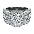 thumbnail image 4 of Wedding Ring Set for Women Halo Diamond Big Ring 5.60 Carat 18K White Gold (G,VS1) (Moissanite Center), 4 of 5