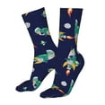 thumbnail image 5 of Xecao Astronaut Dinosaur Print Fashion No Heel Casual Crew Socks Cushioned Breathable for Men Women - Moisture wicking,Not easy to fade Suitable for daily, 5 of 7