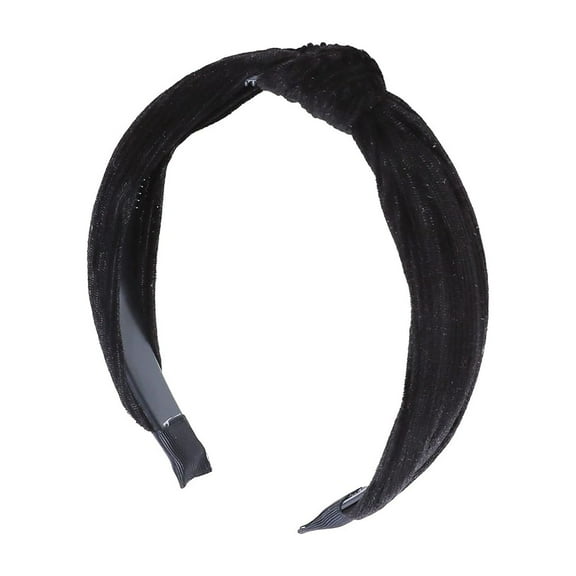 Motique Accessories 1.5 inch Velvet Braid Headband Women and Girls Hair Band (Black)