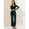 thumbnail image 3 of INSPIRE CHIC Pantalones de terciopelo para mujer Pantalones anchos elásticos de cintura con lazo con bolsillos Verde oscuro XS, 3 of 6