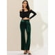 thumbnail image 3 of INSPIRE CHIC Pantalones de terciopelo para mujer Pantalones anchos elásticos de cintura con lazo con bolsillos Verde oscuro XS, 3 of 6