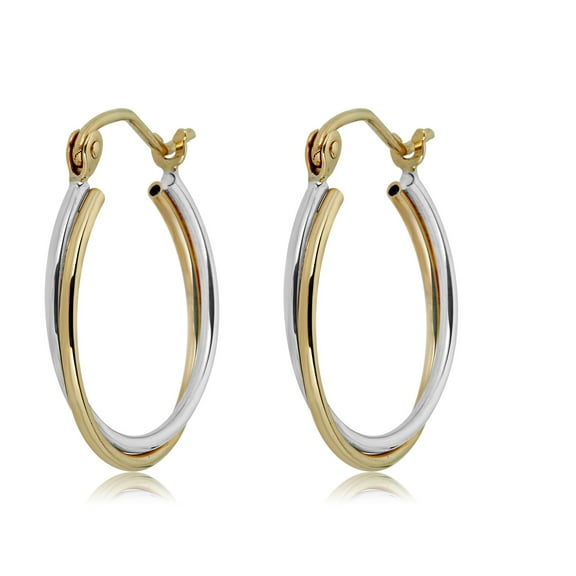 AVORA 14K Gold Two-Tone Double Layer Round Hoop Earrings