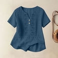 thumbnail image 3 of Uootdi Womens Embroidered Blouses Short Sleeve Split Neck with Floral Embroidered Placket Retro Chic Style Soft Comfortable Everyday Tops Gift, 3 of 9