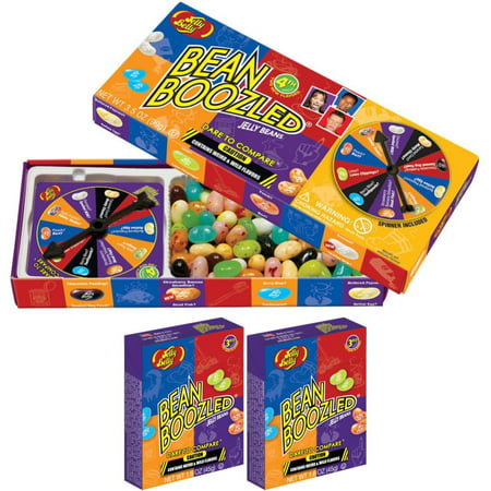 Jelly Belly 3.5 oz BeanBoozled Spinner Wheel Gift Box Game + 2 Extra 1.6 oz BeanBoozled Jelly Beans Refill Boxes