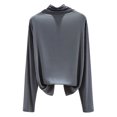 thumbnail image 1 of Camisa de manga larga para mujer, cómoda, elástica, con cuello de capucha, color sólido, camisa bási Abanopi Gris/Grande, 1 of 7