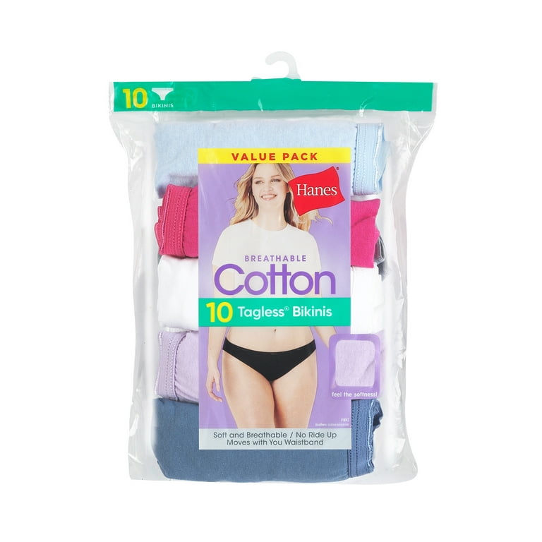 Hanes Women's Cool Comfort Cotton Bikini Underwear, 10-Pack, 60% OFF