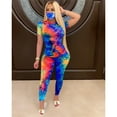 thumbnail image 5 of Gzhioc Women 2 Piece Tracksuit Set, Short Sleeve Tie Dye Tops High Waist Pants Bodycon Yoga Sports Summer Outfits, 5 of 7