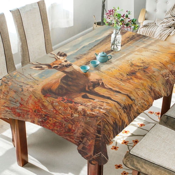 BZSMCE Square Tablecloth Mule Deer Stand by Lake Pattern Tableclothes