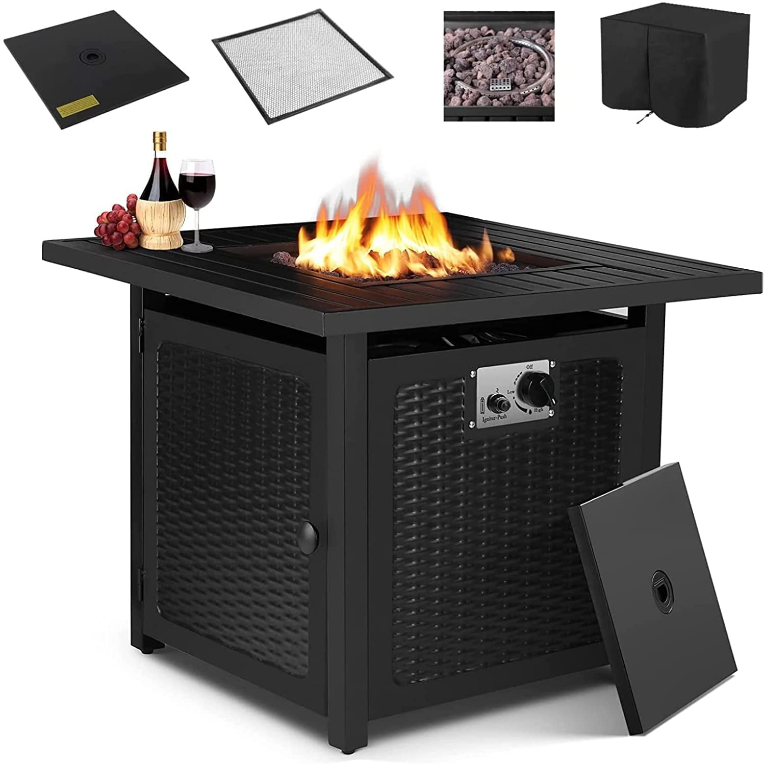 Details about / 28/"Square Natural Gas Fire Pit 50000 BTU Square Propane Fire Pit Table Anti-rust