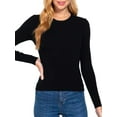 thumbnail image 5 of Made by Olivia Women's Solid Long Sleeve Crew Neck Fitted Ribbed Sweater Top, 5 of 7