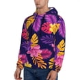 thumbnail image 3 of Pofeuu Purple Flower Print Mens Casual Hooded Collar Drawstring Hoodies Pullover Sweatshirts Casual Long Sleeve Shirts-3X-Large, 3 of 7