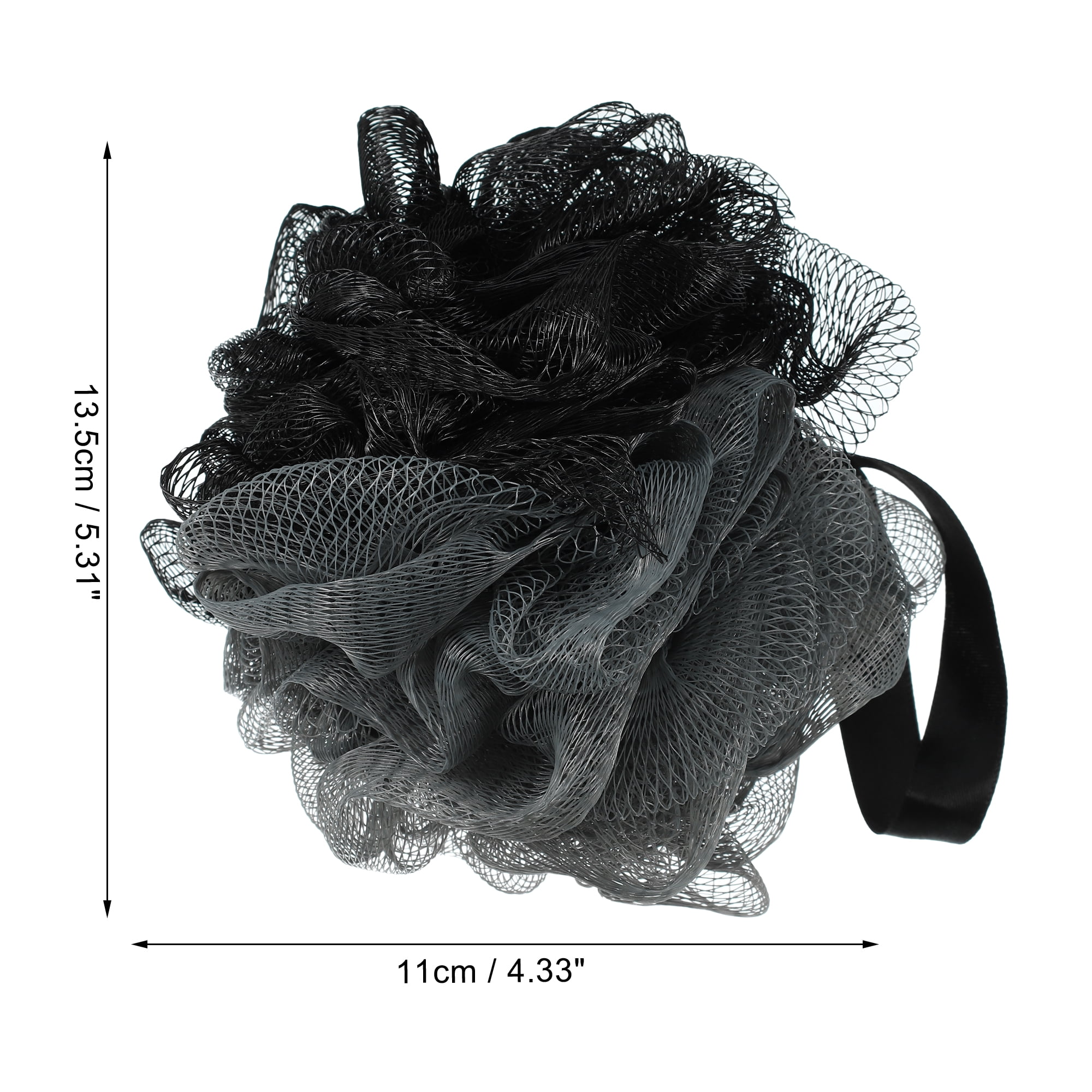 Unique Bargains Bath Shower Loofah Sponge Body Puffs 5.31"x4.33" 1 Pc Deep Gray, Black