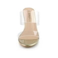 thumbnail image 6 of BLISSFUL STEP Women's Clear Slide Stiletto Heels Open Toe Slip On Sandals Gold 7, 6 of 7